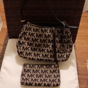 Michael Kors handbag with matching wristlet